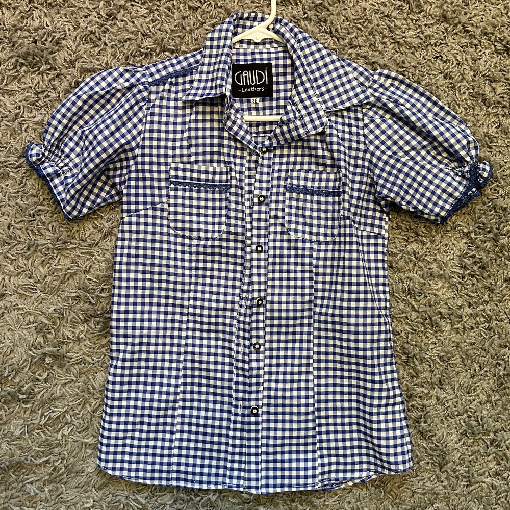 Blue Gingham Western Button-Up